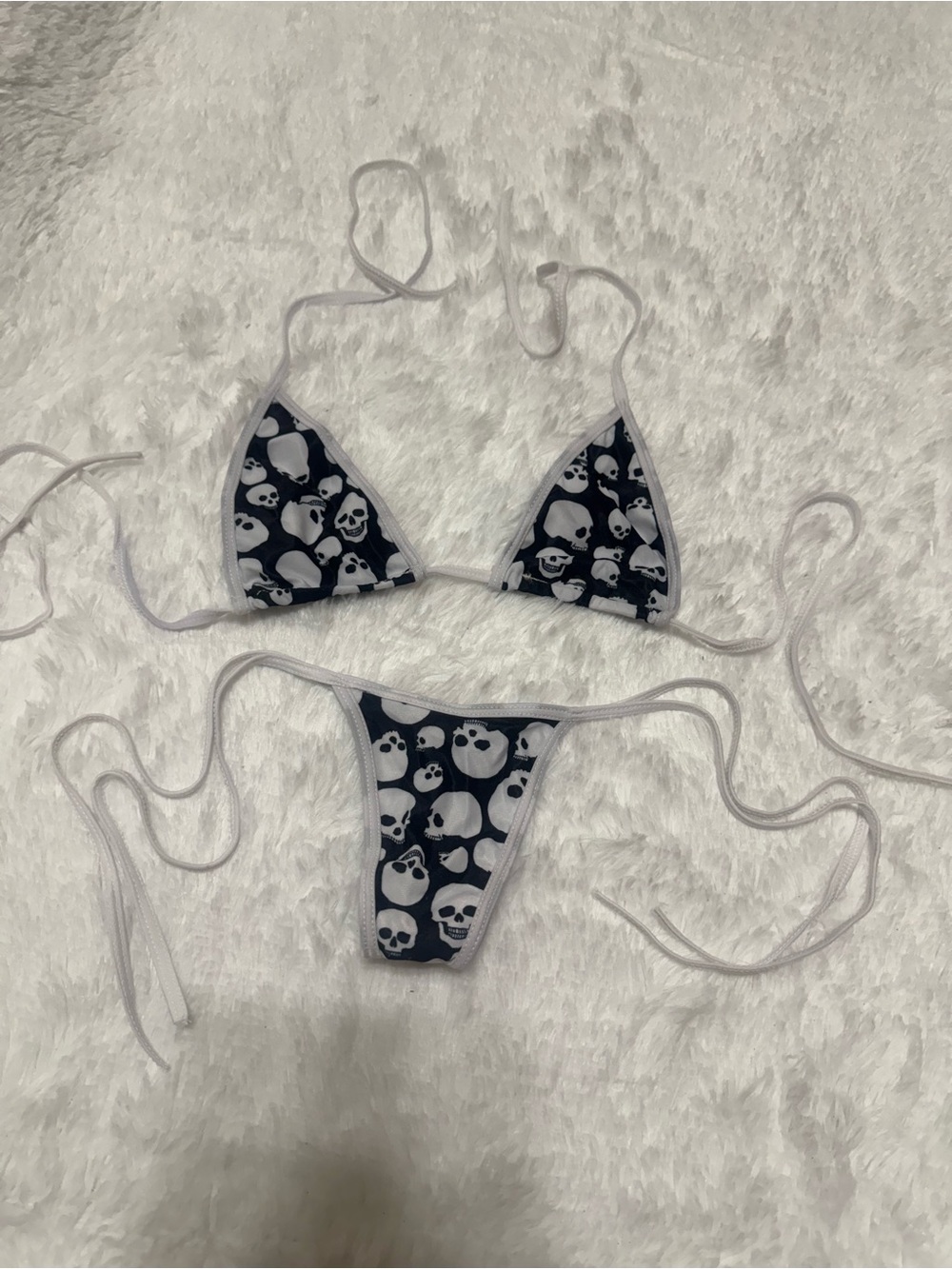 Small Black Skull Bikini goth gothic festival y2k emo swimsuit festival rave